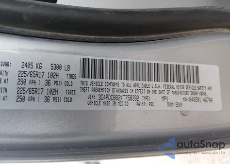 2019 Dodge Journey Se z USA, uszkodzony, nr VIN 3C4PDCBB2KT758382